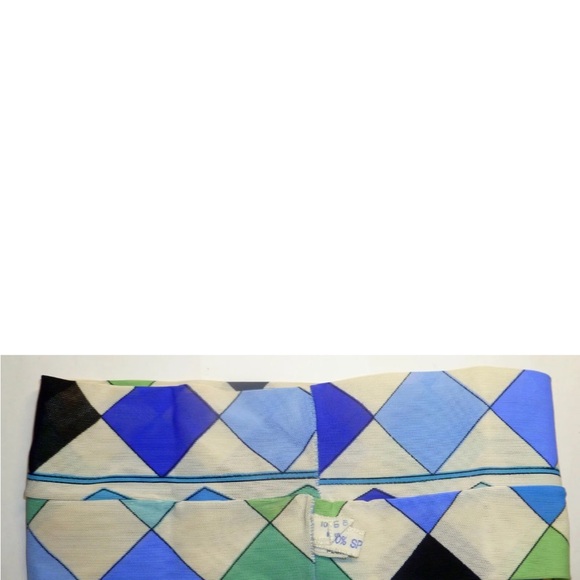 💜 Vintage Emilio Pucci Pile Headband Blue Green White Harlequin Pattern - Picture 5 of 10